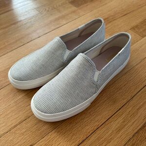 Keds Double Decker Slip-On Sneakers - Gray Pinstripe - Size 8 - Like New